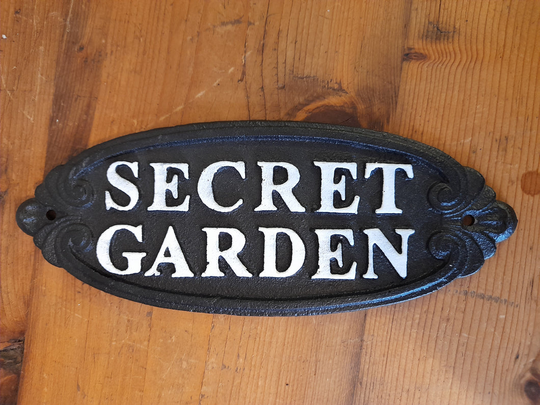 secret garden cast iron sign