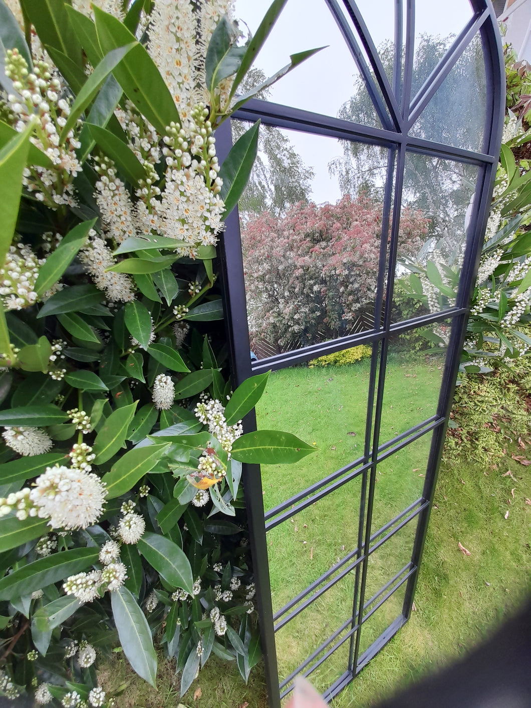 garden mirror -  black metal