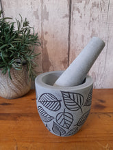 Load image into Gallery viewer, soap stone Pestle and mortar - leaf designs
