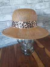 Load image into Gallery viewer, ladies sun hat -leopard print ribbon band

