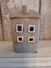 Load image into Gallery viewer, Village pottery tall house mini tealight holder - grey
