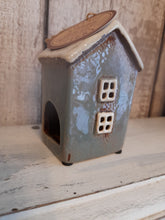Load image into Gallery viewer, Village pottery mini house tealight holder  - aqua
