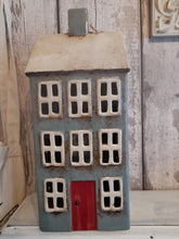 Load image into Gallery viewer, Village pottery extra Large Grey house tealight holder
