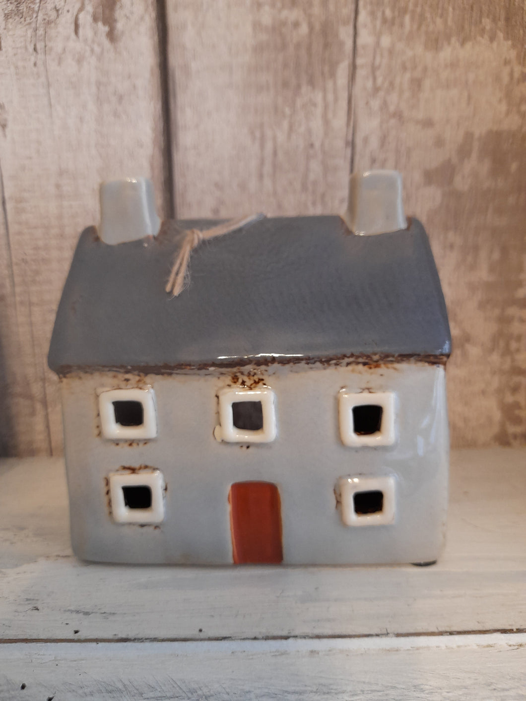 Village pottery croft house tealight holder   - grey