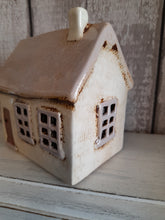 Load image into Gallery viewer, Village pottery Light grey house tealight holder
