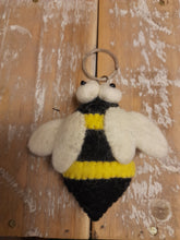 Load image into Gallery viewer, Felt bee key ring
