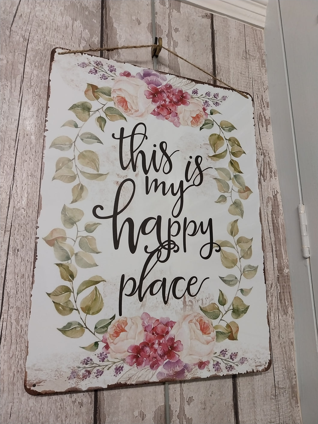 'This is my happy place' vintage style metal sign