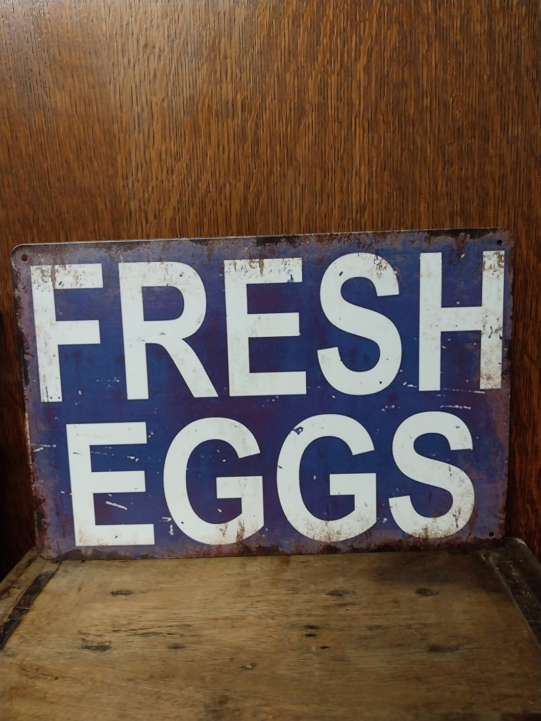 Fresh Eggs vintage metal sign