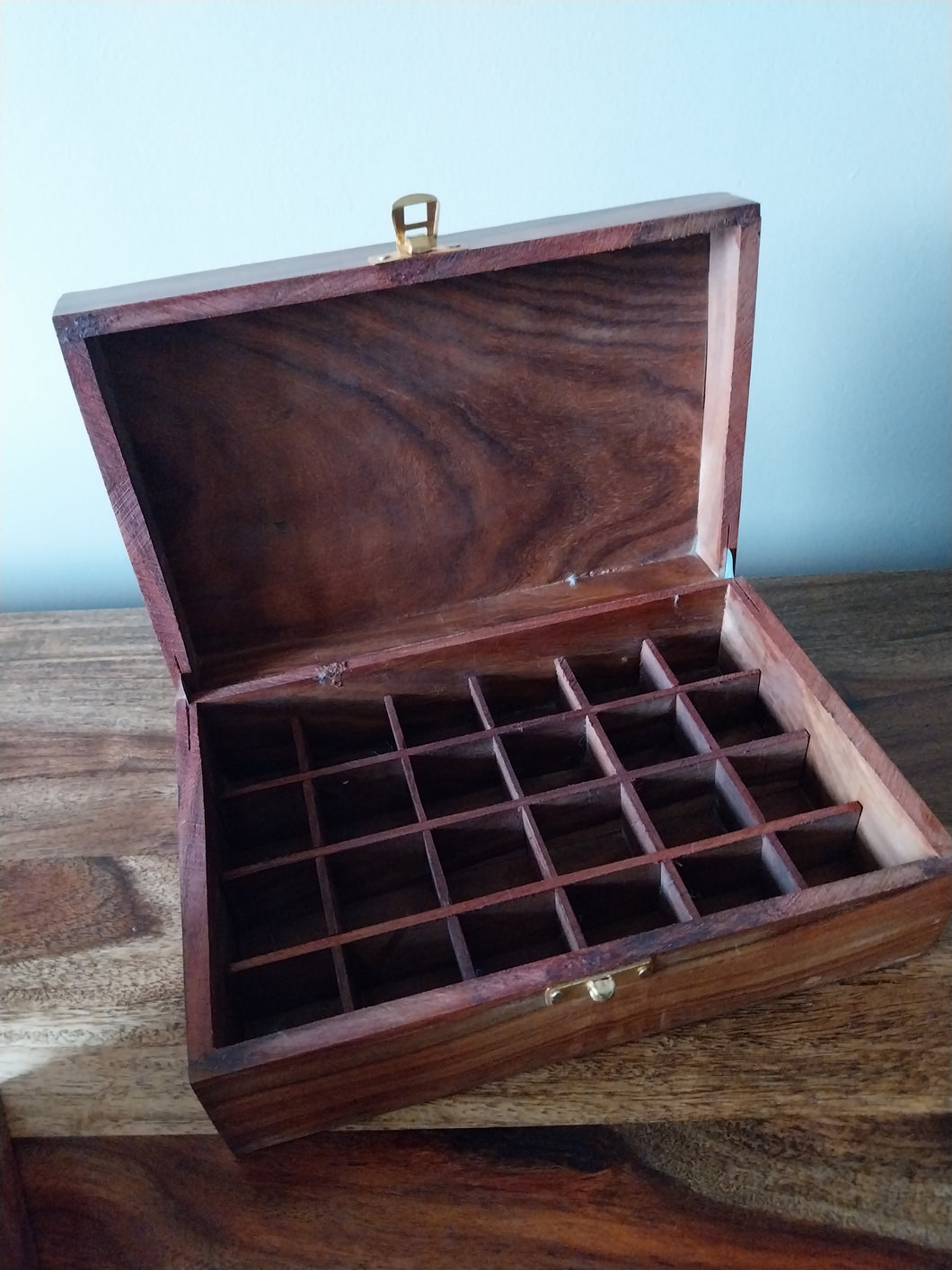 wooden carved box for essential oils