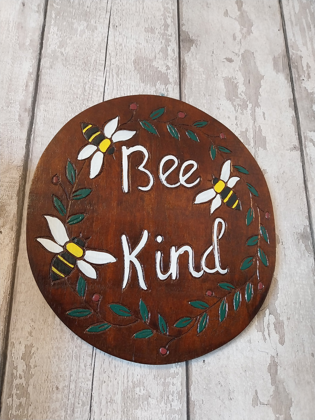 Bee kind wooden sign