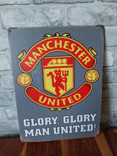 Load image into Gallery viewer, Manchester united grey vintage style metal sign
