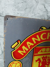 Load image into Gallery viewer, Manchester united grey vintage style metal sign
