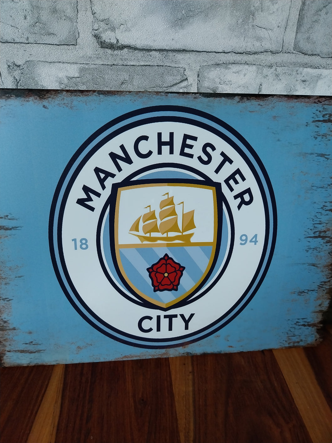 Manchester city vintage style metal sign