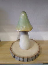 Load image into Gallery viewer, Tall large ceramic mushroom in pastel green
