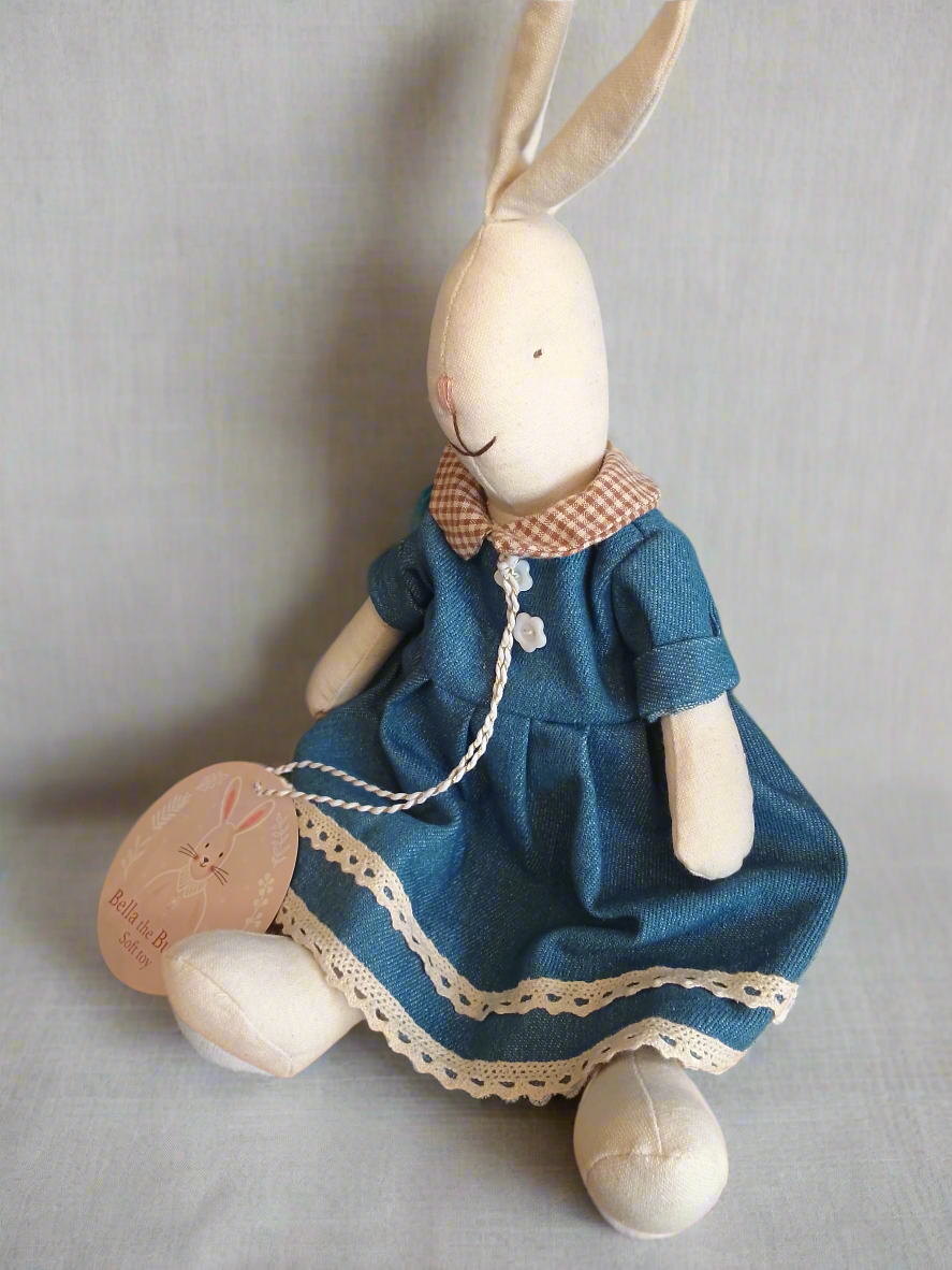 Linen girl bunny soft toy