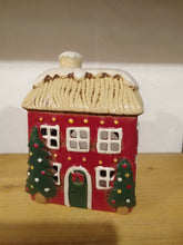 Load image into Gallery viewer, Village pottery Christmas thatched roof house
