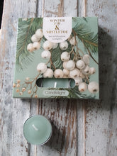Load image into Gallery viewer, Winter Fir and Mistletoe Tealights
