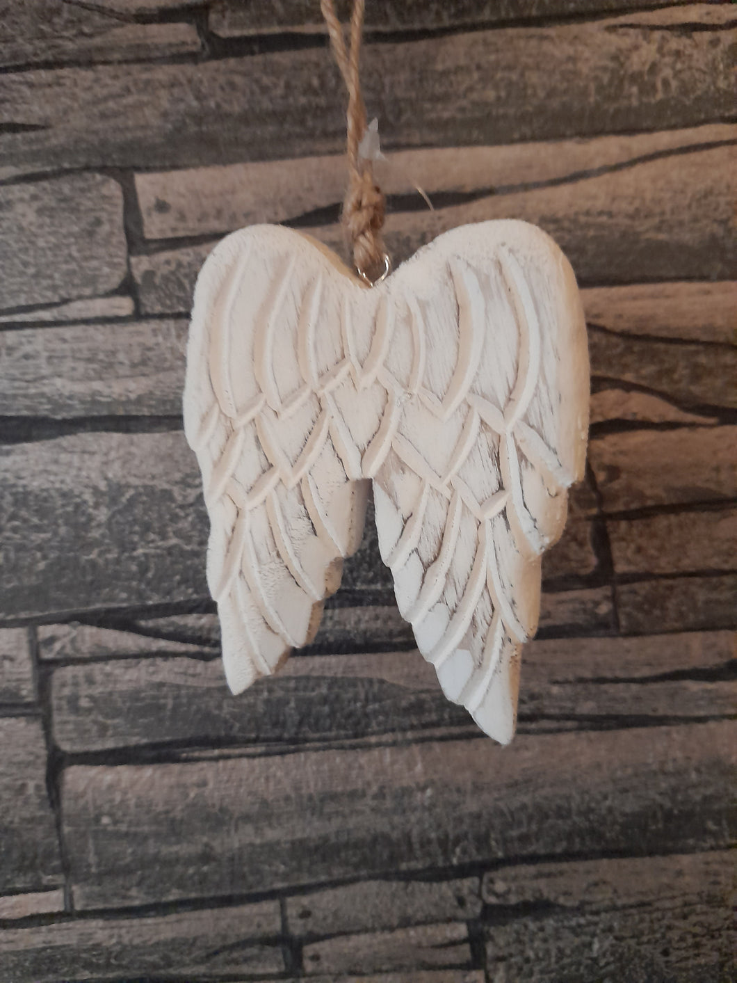 Hanging wooden angel wings