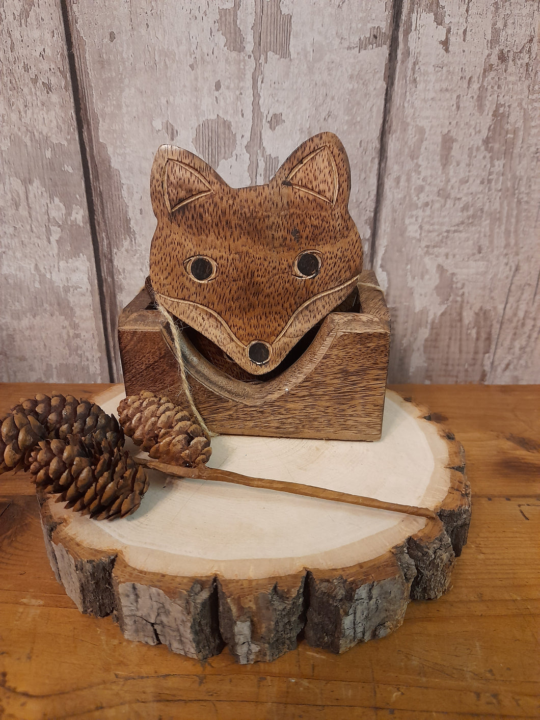 wooden fox coasters