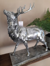 Load image into Gallery viewer, large silver stag on plinth
