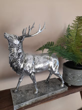 Load image into Gallery viewer, large silver stag on plinth
