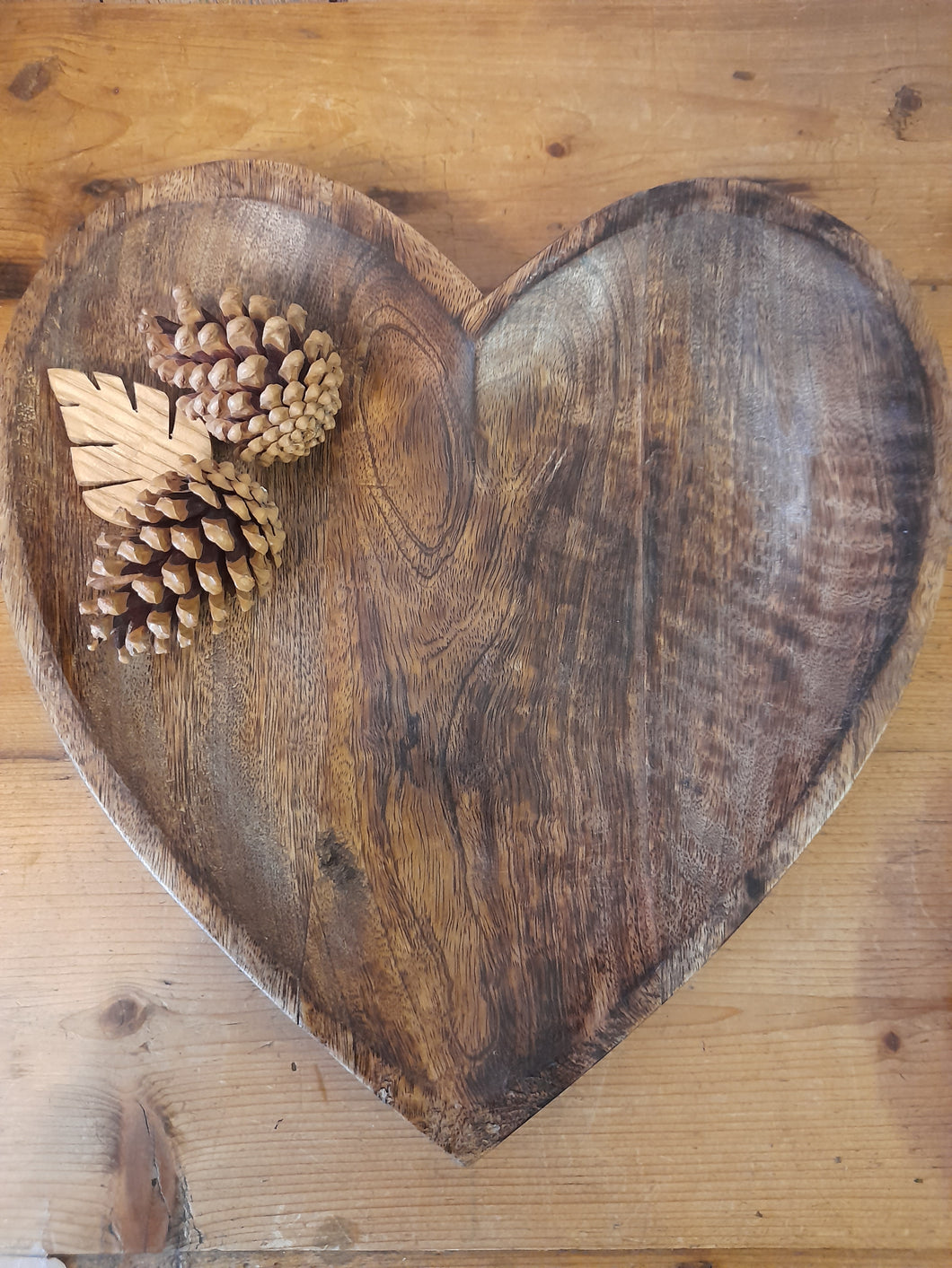 Wooden heart shaped bowl