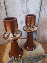 Load image into Gallery viewer, Pair chunky stoneware candlesticks
