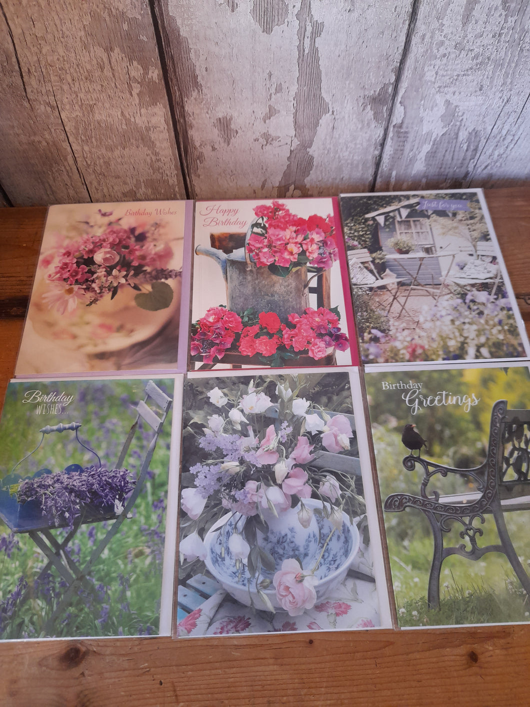 Floral with vintage accents greeting cards x 6