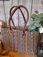 Load image into Gallery viewer, Moroccan bulrush shopper long handles
