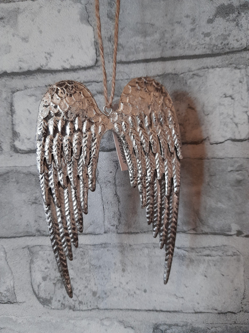 Angel wings metal silver tone