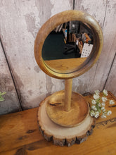 Load image into Gallery viewer, wooden mirror on stand
