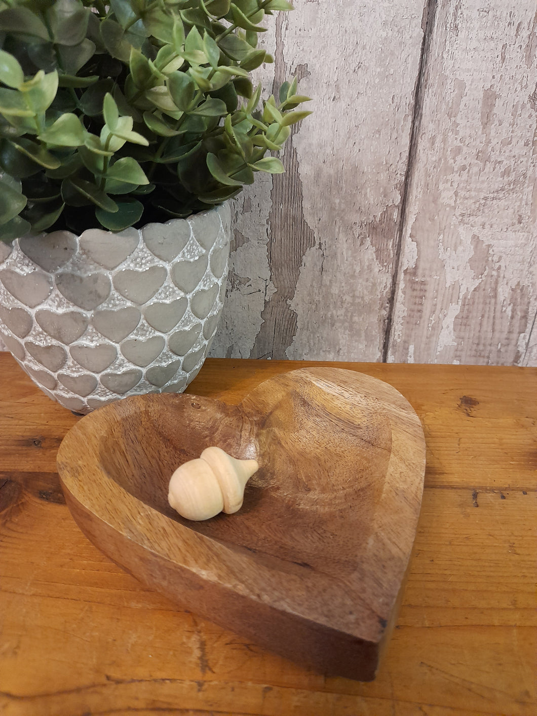 wooden heart shaped trinket dish