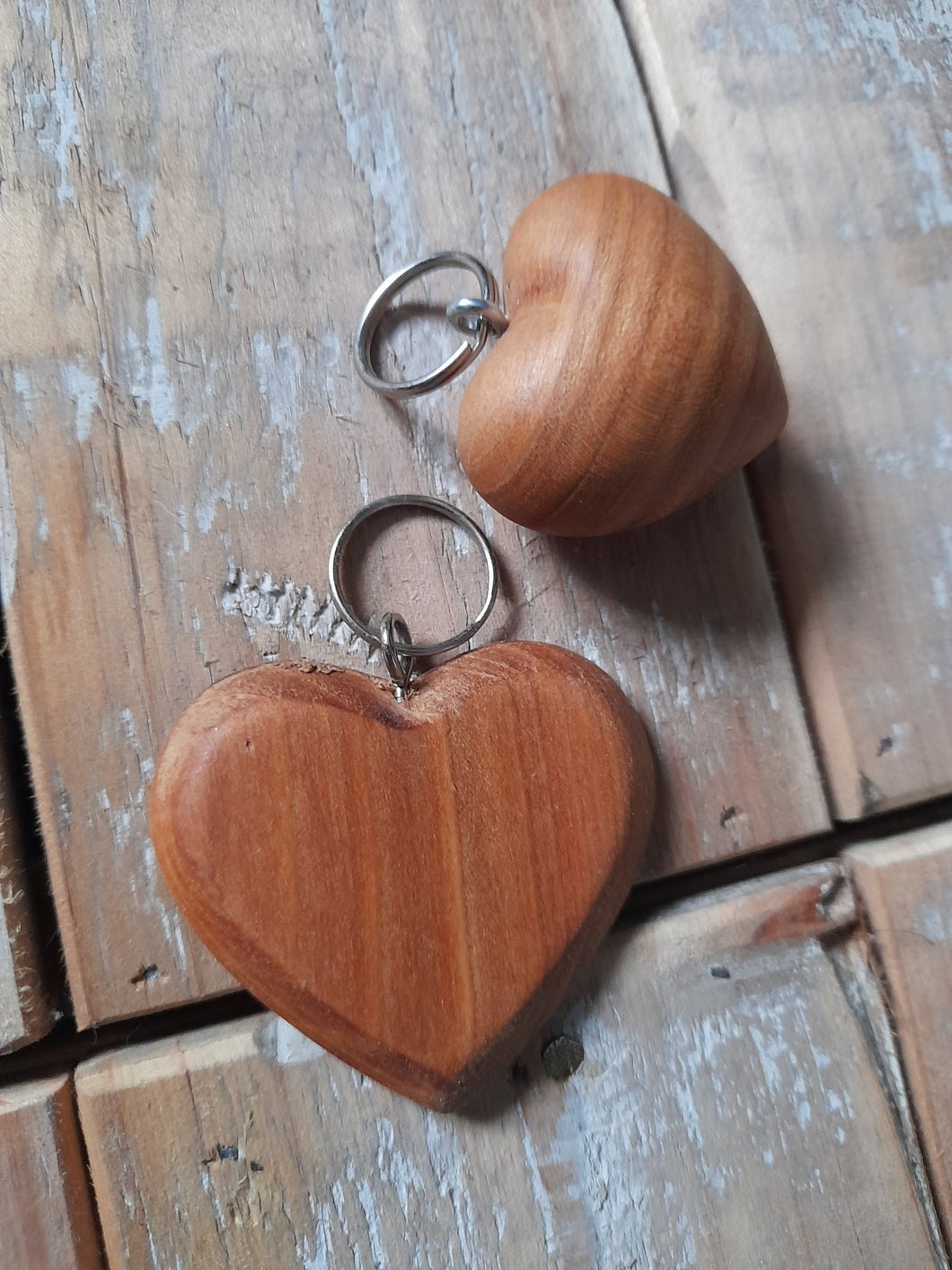 wooden heart keyrings