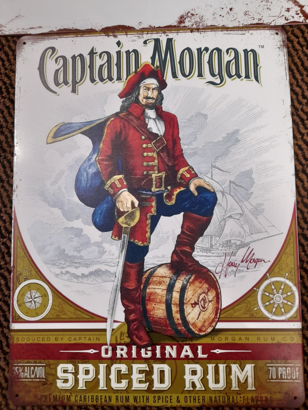 Captain Morgan Spiced Rum vintage style metal sign