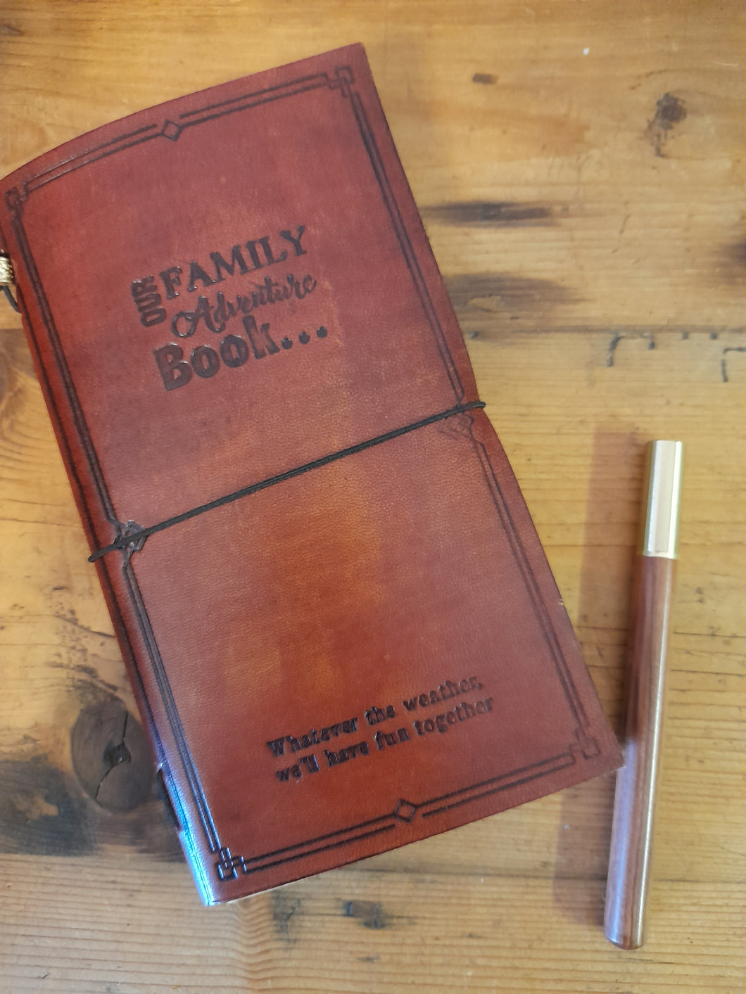 Handmade leather journal - Our family adventure book