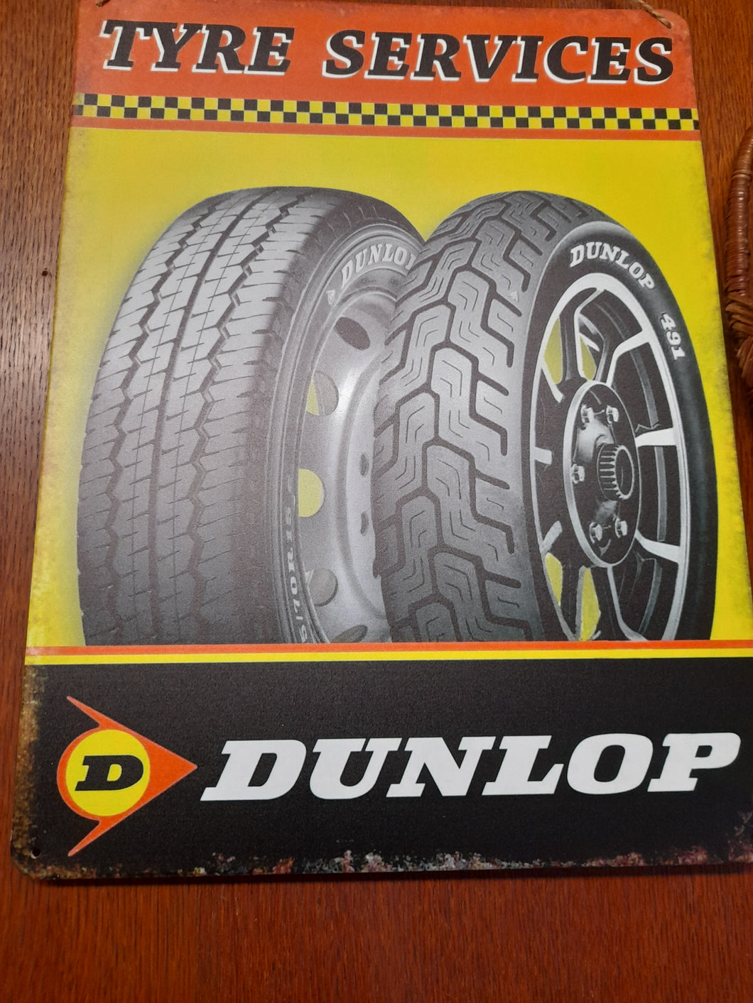 Dunlop Tyre service vintage style metal sign