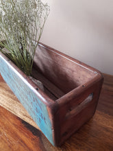Load image into Gallery viewer, Mini wooden crate  - turquoise advertising
