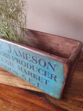 Load image into Gallery viewer, Mini wooden crate  - turquoise advertising
