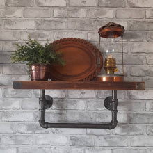 Load image into Gallery viewer, Rustic Industrial shelf with pipe detail
